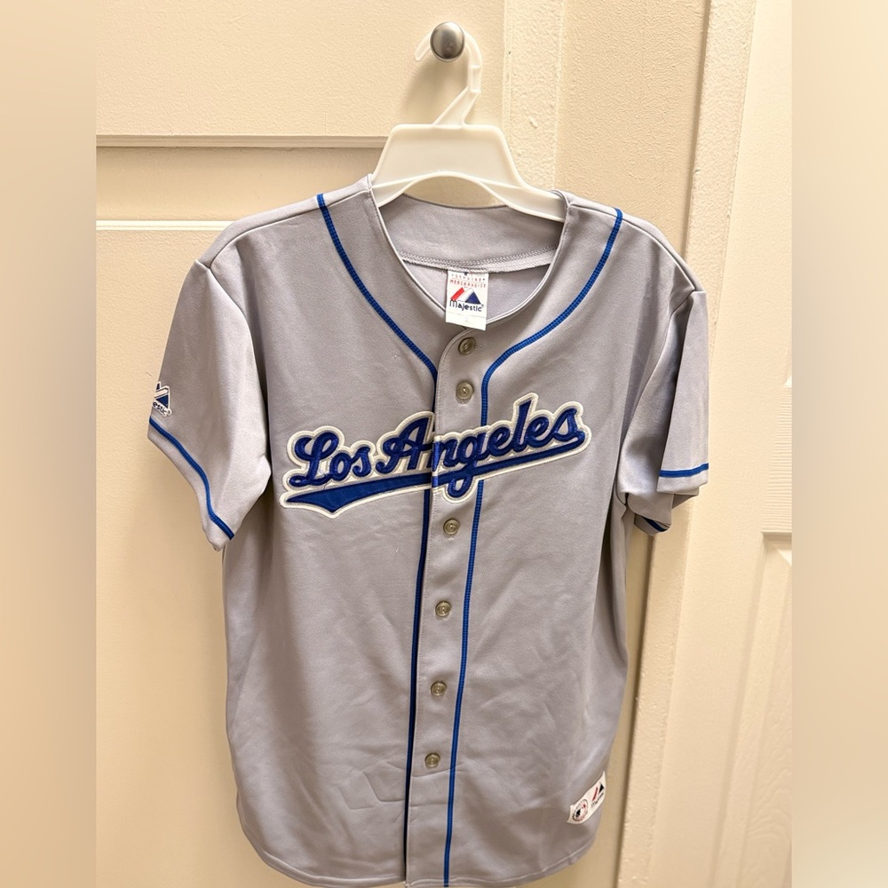 Majestic Adult Los Angeles Dodgers Jersey Gray/Blue XL